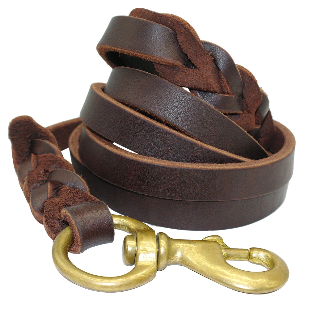 Braided Real Leather Dog Leash